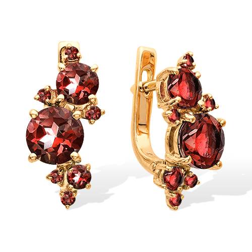 Серьги из красного золота с гранатами (042559)