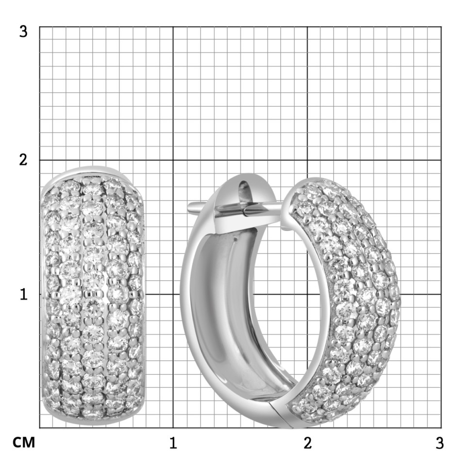 Серьги конго из белого золота с бриллиантами (045929)