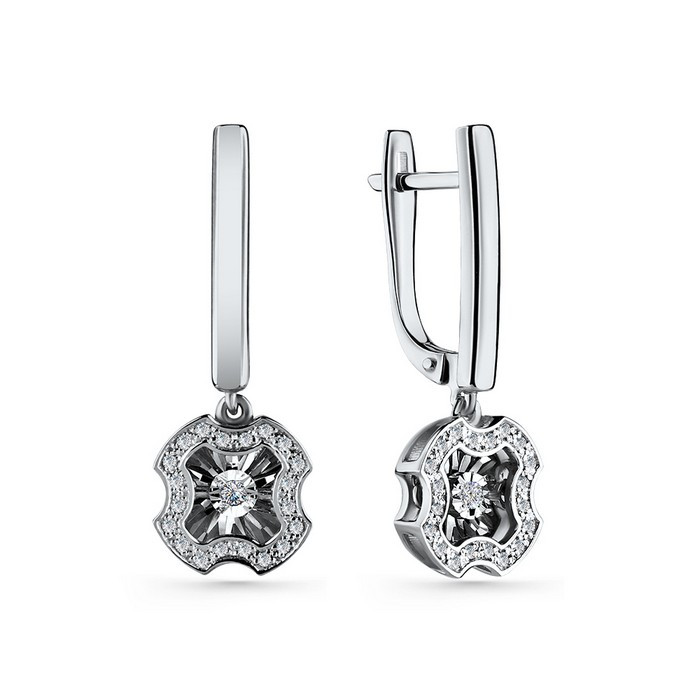 Серьги из белого золота с бриллиантами (061037)