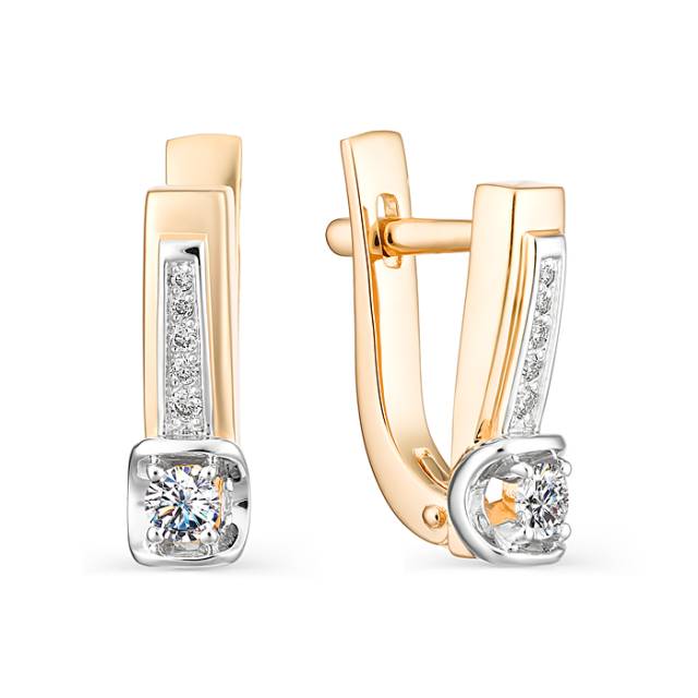 Серьги из комбинированного золота с бриллиантами (043507)