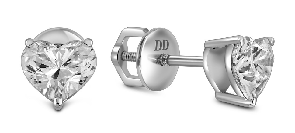 Серьги пусеты из белого золота с бриллиантами 