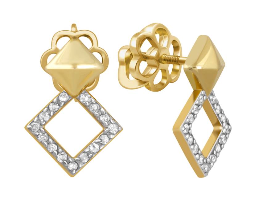 Серьги пусеты из жёлтого золота с бриллиантами (046345)