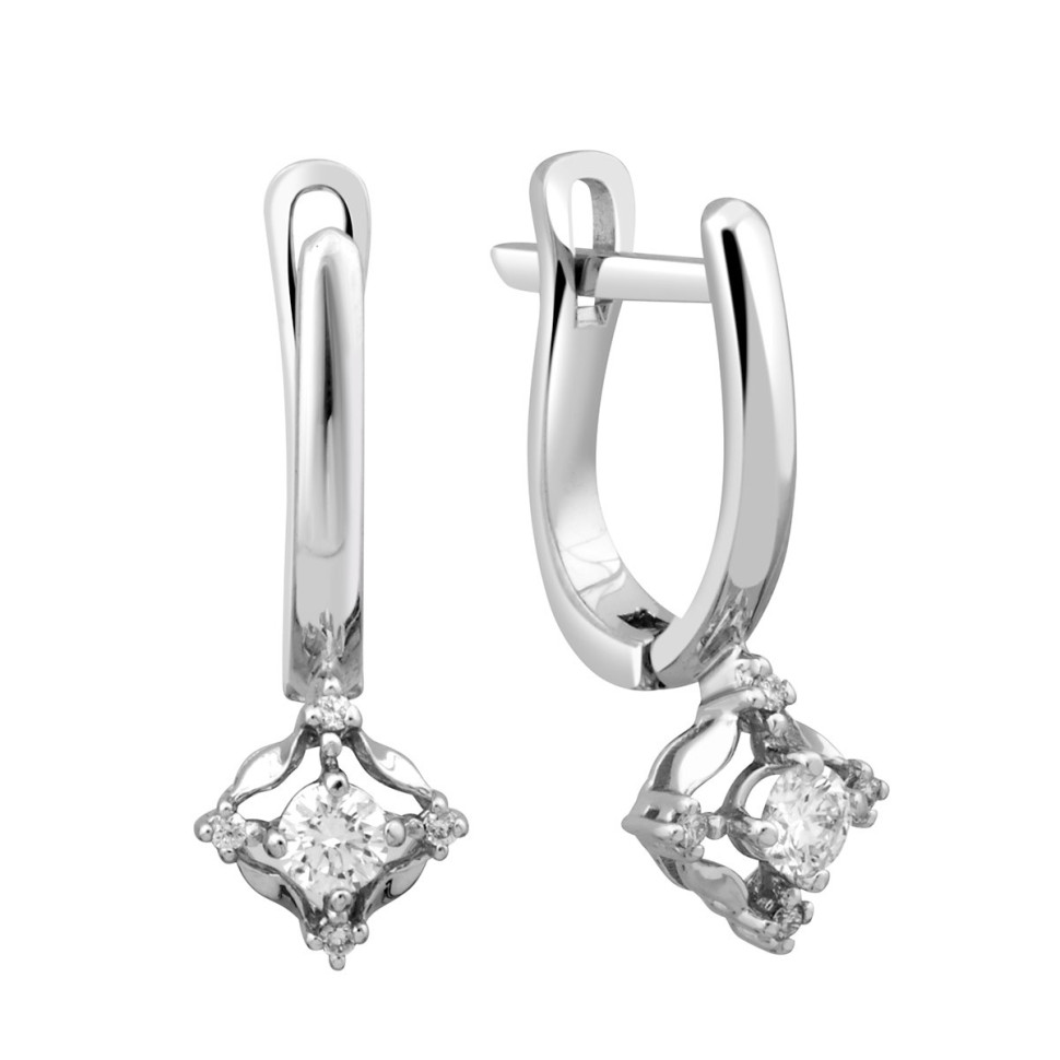 Серьги из белого золота с бриллиантами (023838)