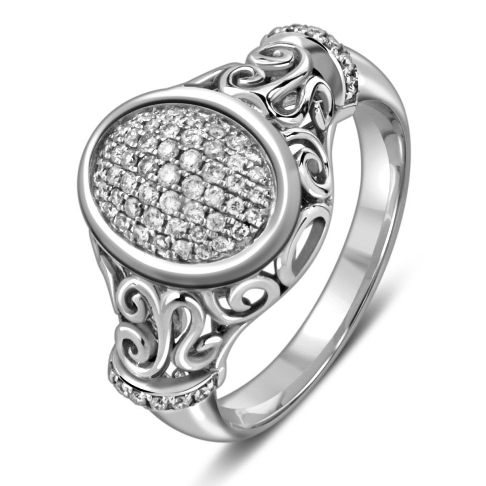 Кольцо из белого золота с бриллиантами (018420)