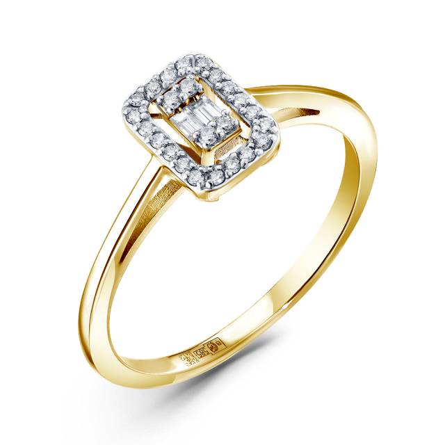 Кольцо из жёлтого золота с бриллиантами  (060874)