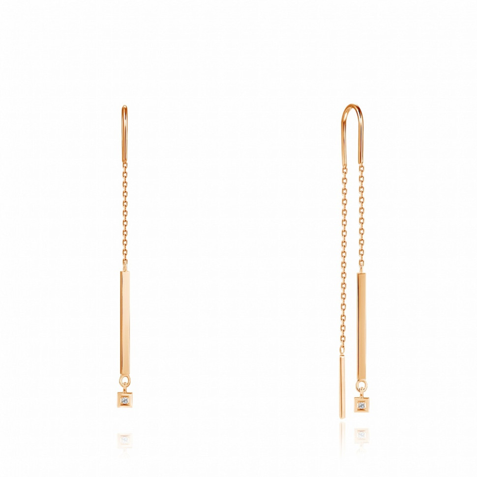 Серьги из красного золота с бриллиантами (047684)