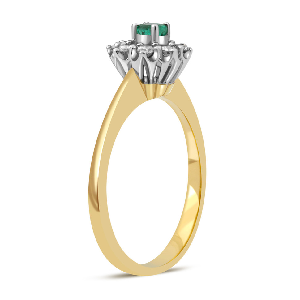 Кольцо из комбинированного золота с бриллиантами и изумрудом (021064)