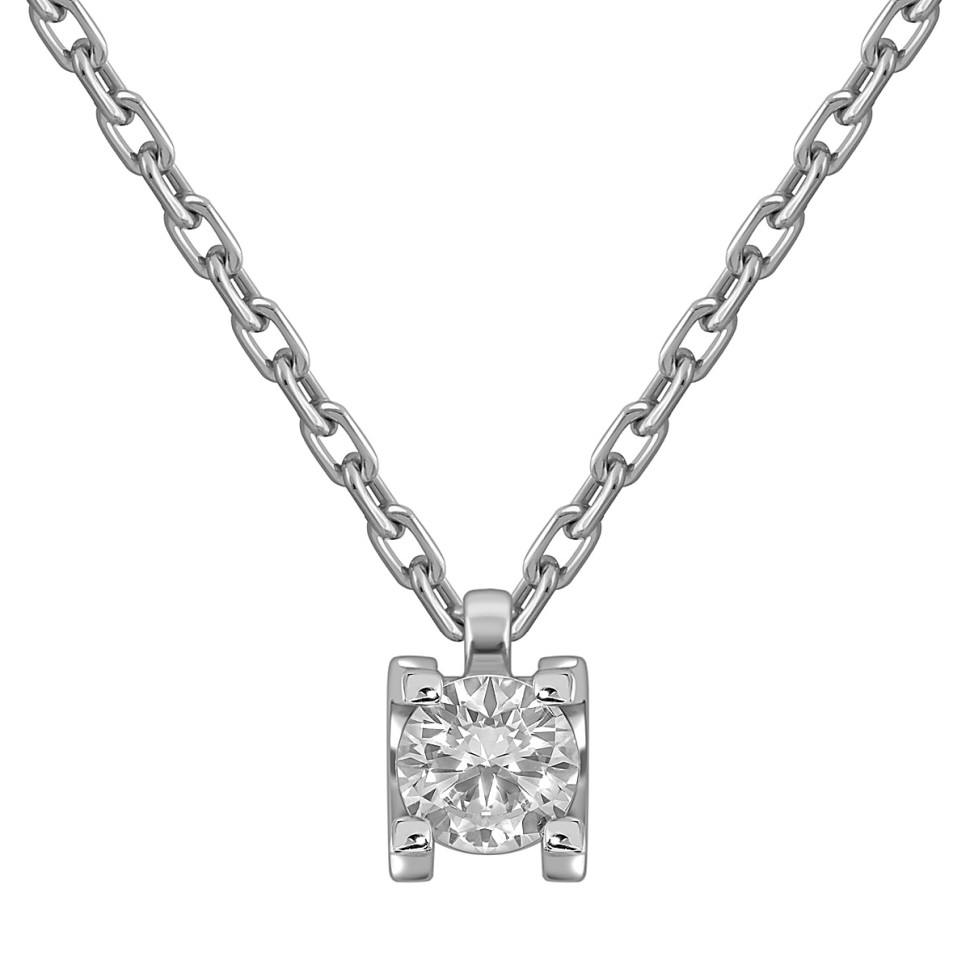 Колье из белого золота с  бриллиантом (055545)