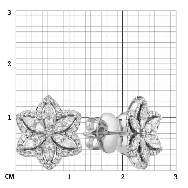 Серьги пусеты из белого золота с бриллиантами (043652)