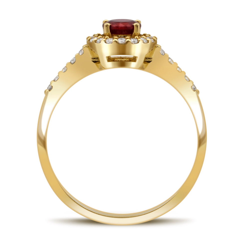 Кольцо из жёлтого золота с бриллиантами и рубином (035715)