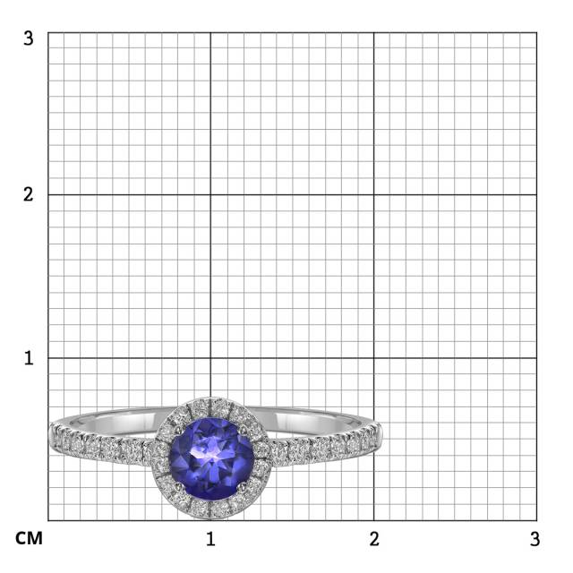 Кольцо из белого золота с бриллиантами и танзанитом (060611)