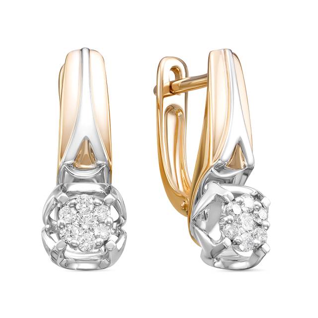 Серьги из комбинированного золота с бриллиантами (050035)