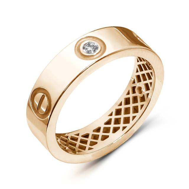 Кольцо из красного золота с бриллиантами (061710)