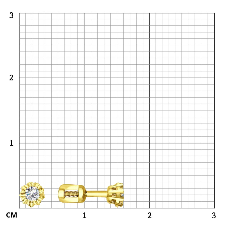 Серьги пусеты из жёлтого золота с бриллиантами (029597)