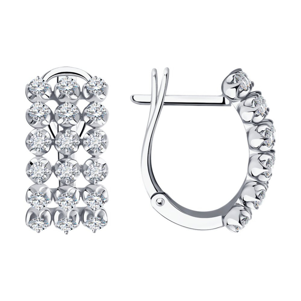 Серьги из белого золота с бриллиантами (052774)