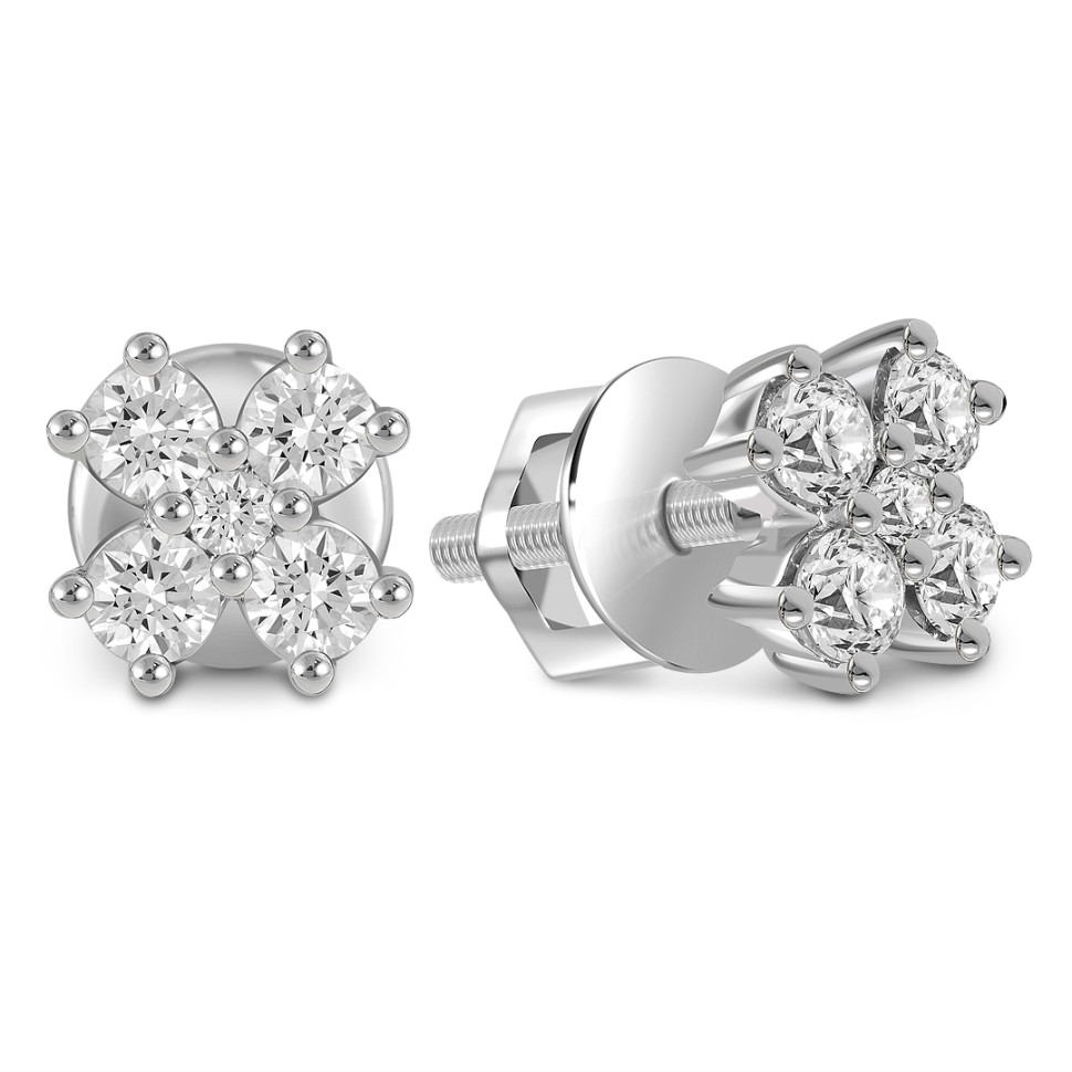 Серьги пусеты из белого золота с бриллиантами (061002)