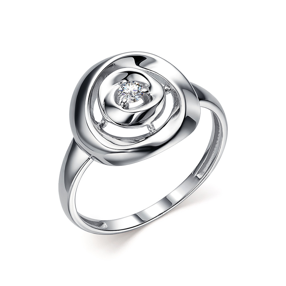 Кольцо из белого золота с бриллиантом (055793)