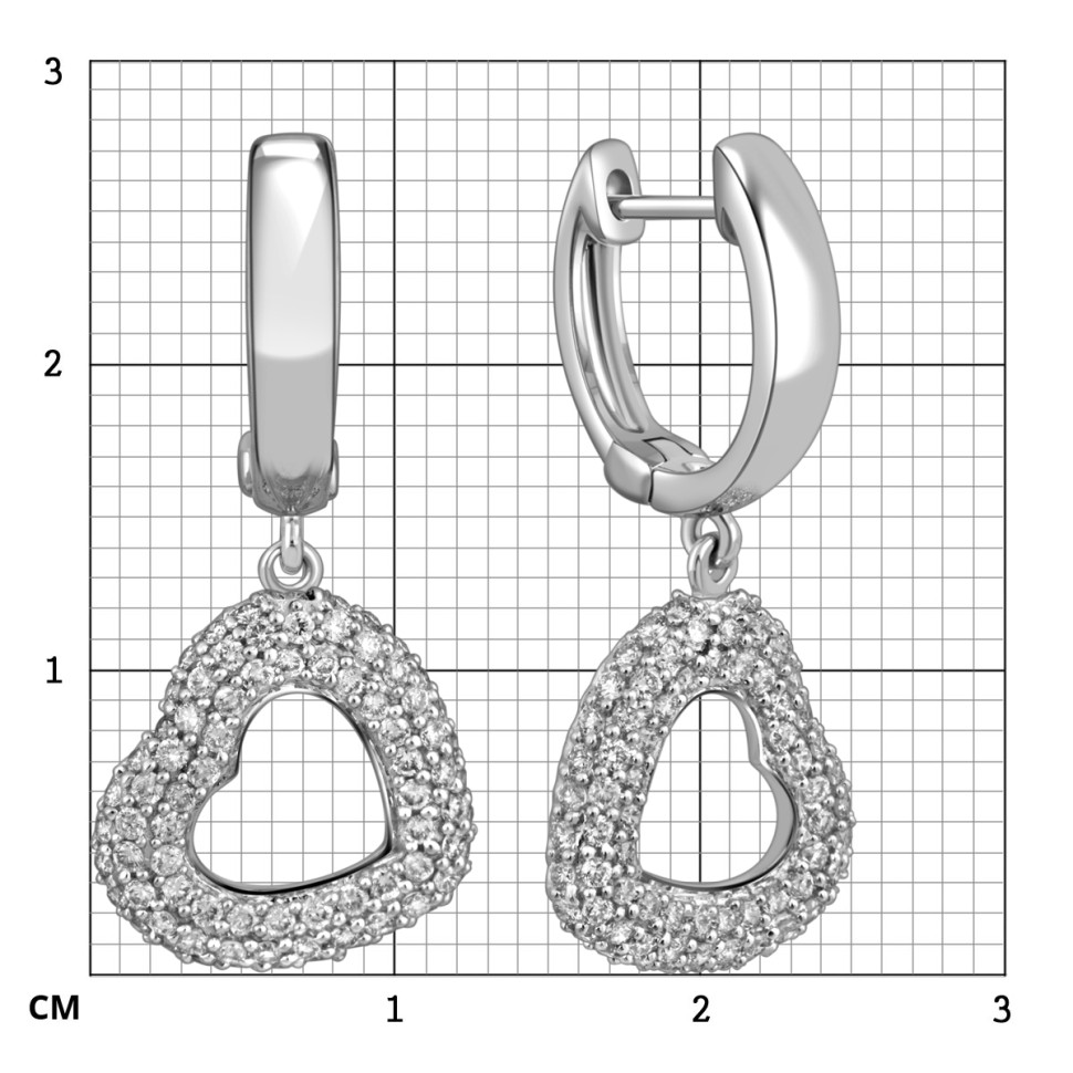 Серьги из белого золота с бриллиантами (018255)