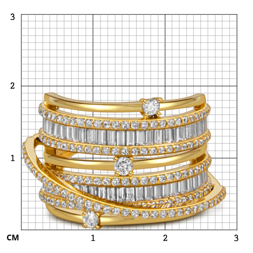 Кольцо из жёлтого золота с фианитами (057964)