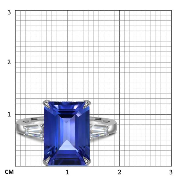 Кольцо из белого золота с бриллиантами и танзанитом (059183)
