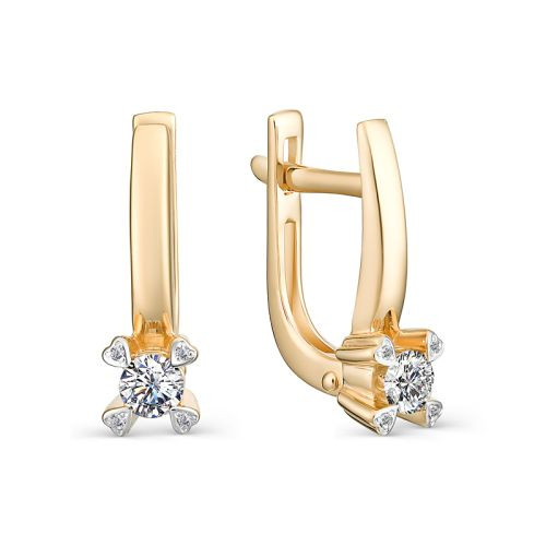 Серьги из красного золота с бриллиантами (033469)