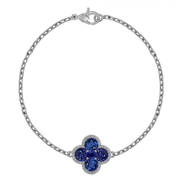 Браслет из белого золота с бриллиантами и сапфирами (055550)