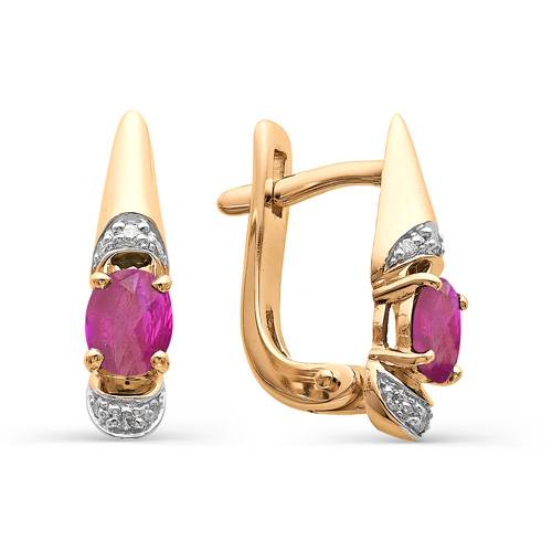 Серьги из красного золота с бриллиантами и изумрудами (042057)