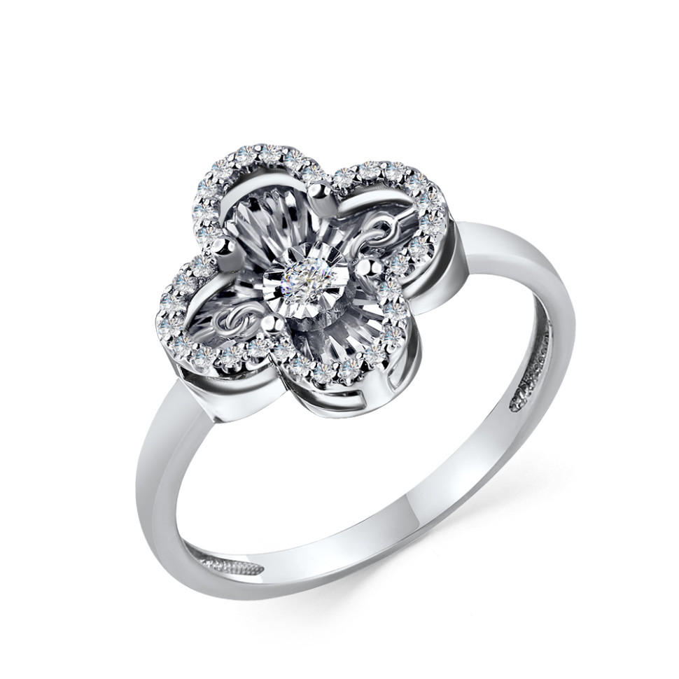 Кольцо из белого золота с бриллиантами (057544)