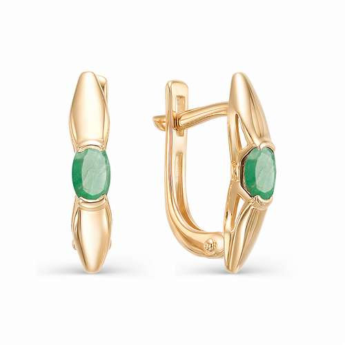 Серьги из красного золота с изумрудами (034989)