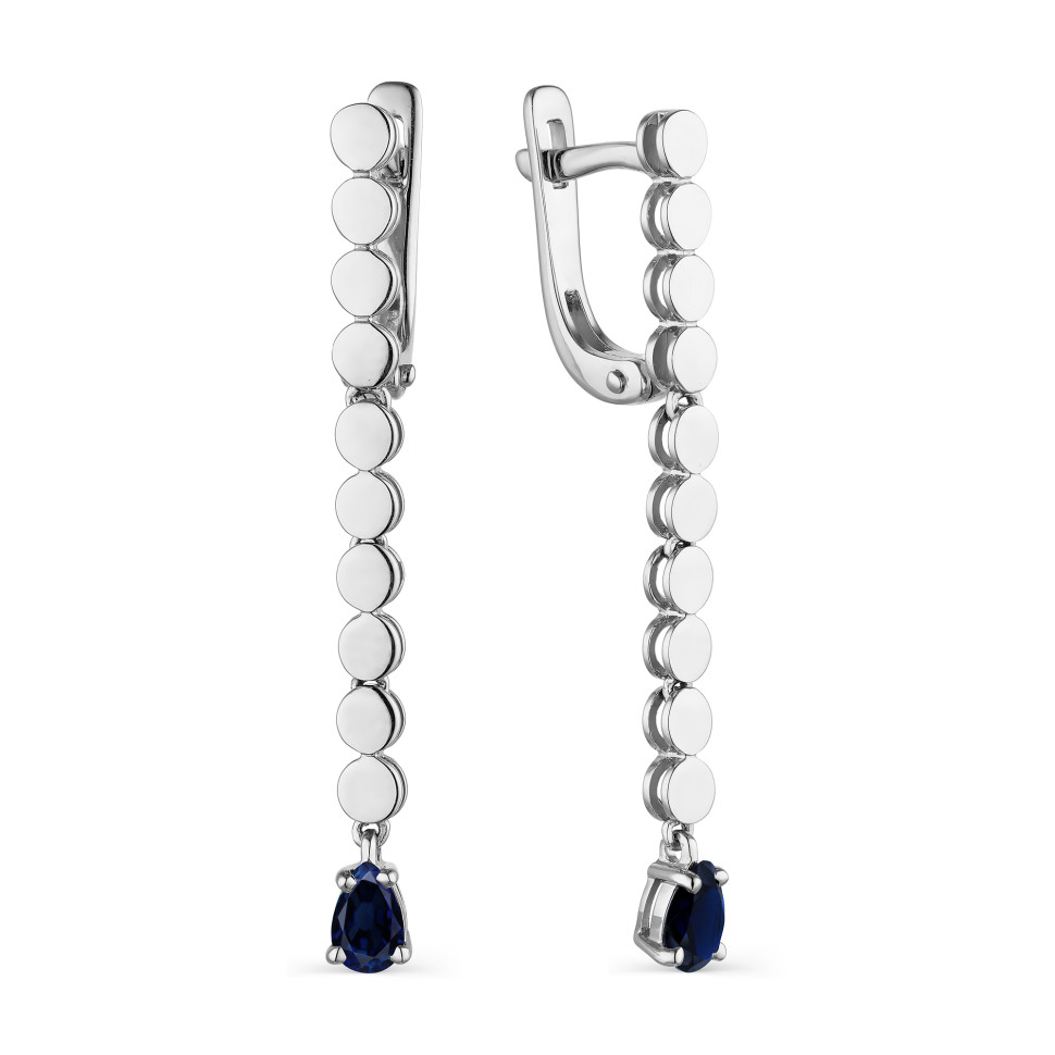 Серьги из белого золота с сапфирами (043088)