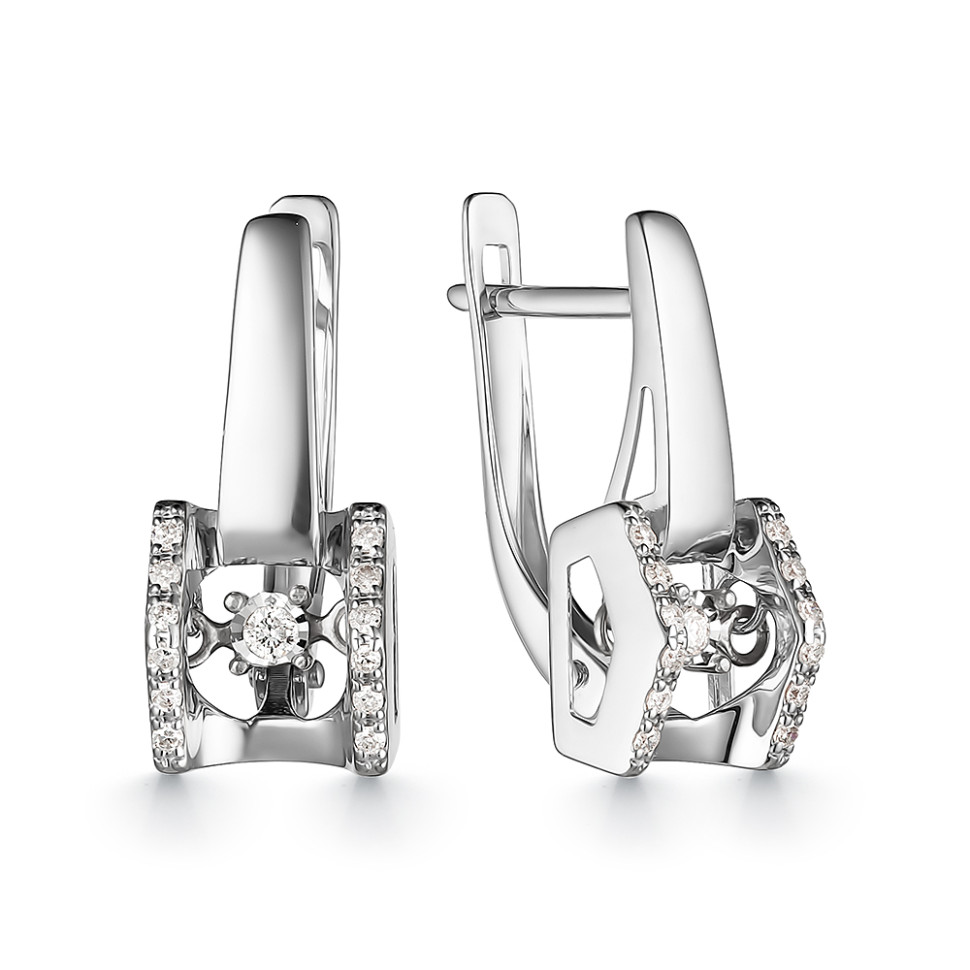 Серьги из белого золота с бриллиантами (059050)