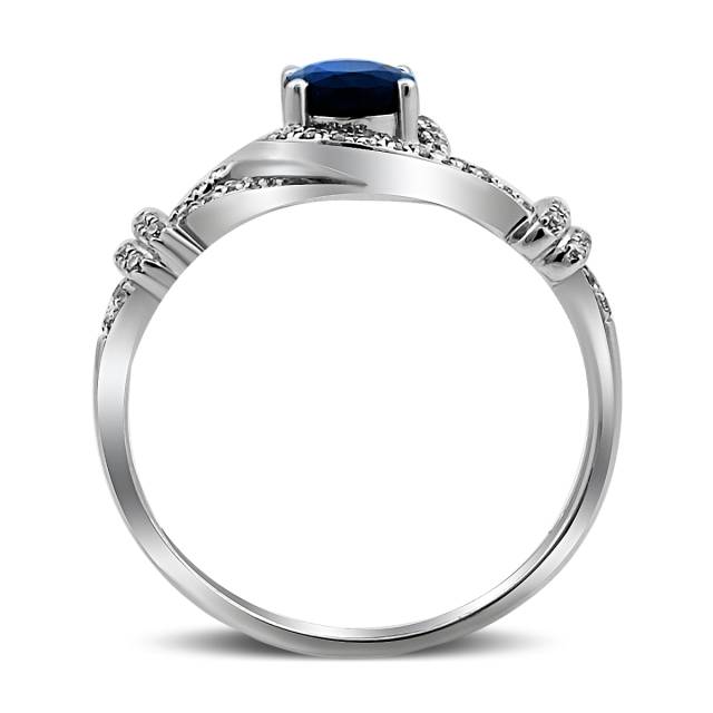 Кольцо из белого золота с бриллиантами и сапфиром (025303)