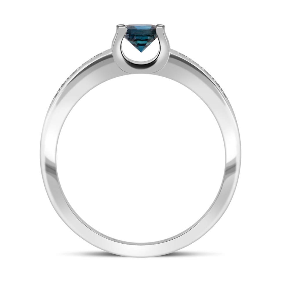 Кольцо из белого золота с бриллиантами и сапфиром (041057)