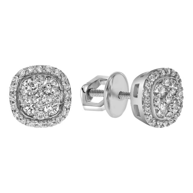 Серьги пусеты из белого золота с бриллиантами (061994)