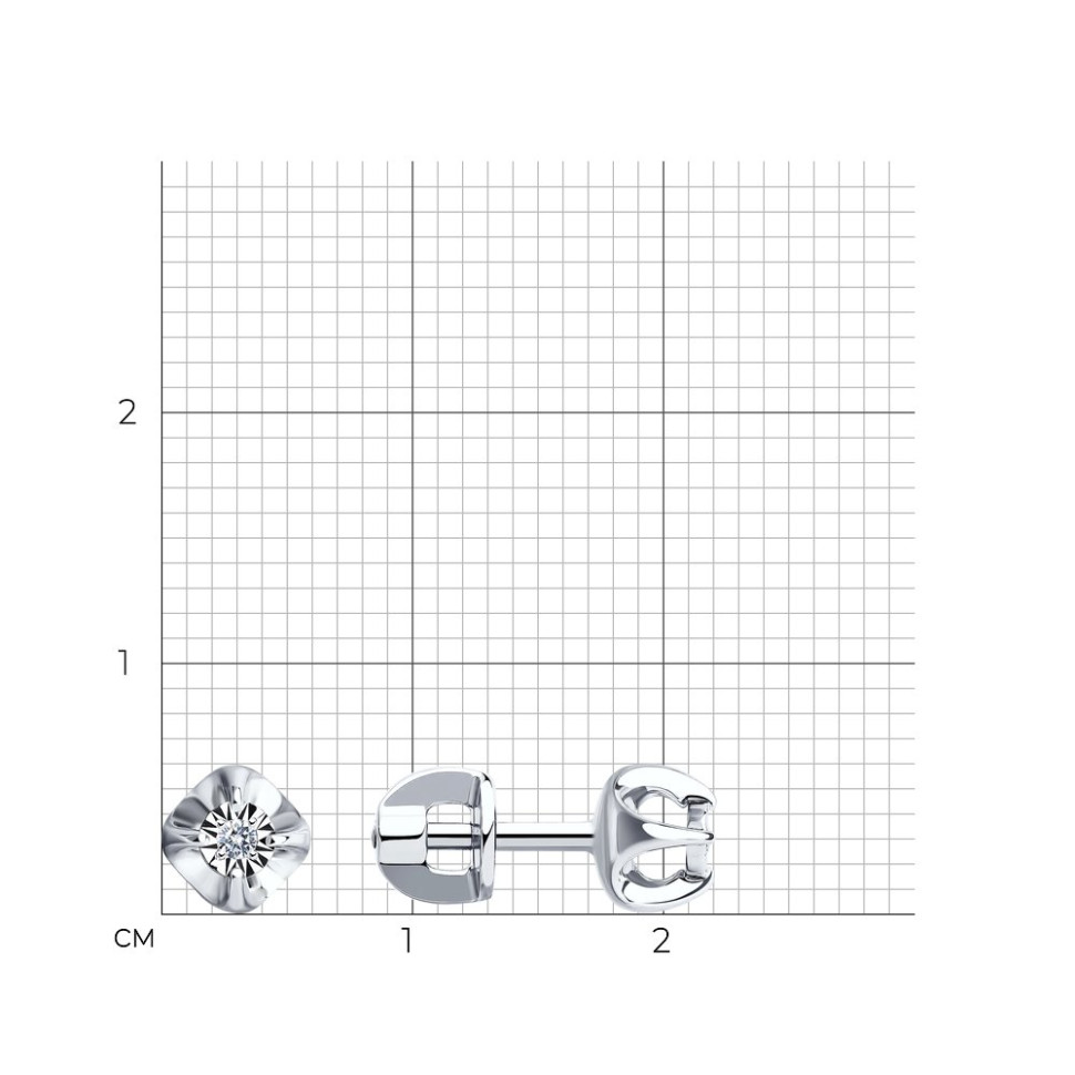 Серьги пусеты из белого золота с бриллиантами (046280)