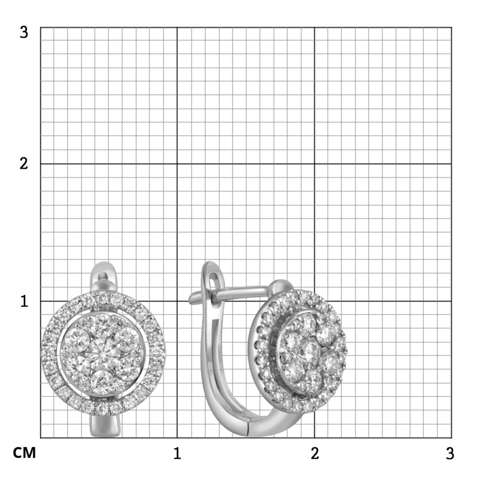 Серьги из белого золота с бриллиантами (054180)