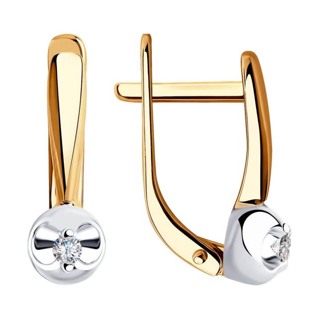 Серьги из комбинированного золота с бриллиантами (049908)