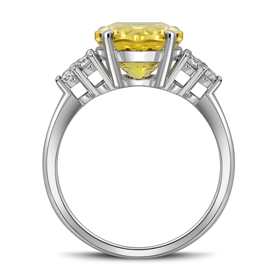 Кольцо из белого золота с бриллиантами и жёлтым бериллом (063448)