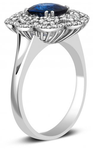 Кольцо из белого золота с бриллиантами и сапфиром 16.5