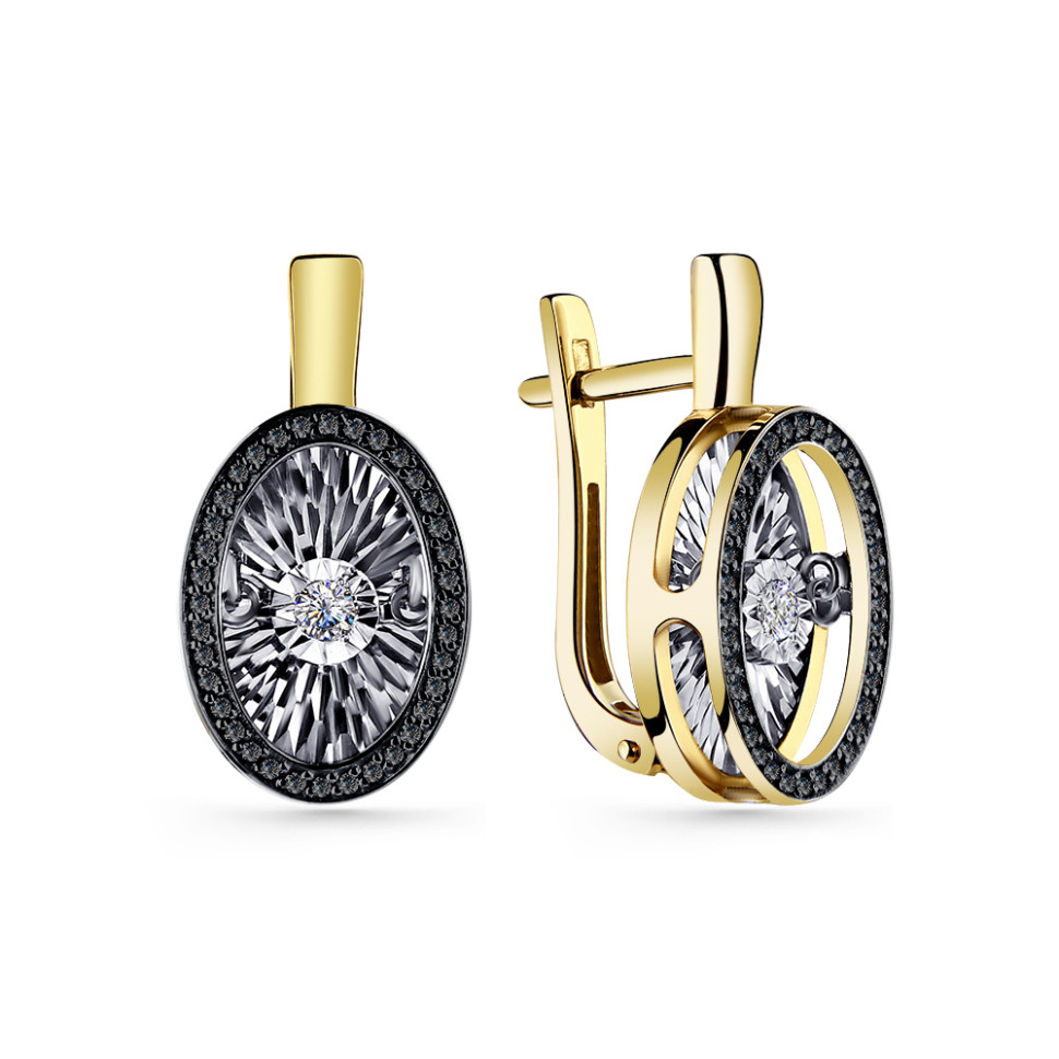 Серьги из жёлтого золота с бриллиантами (057481)