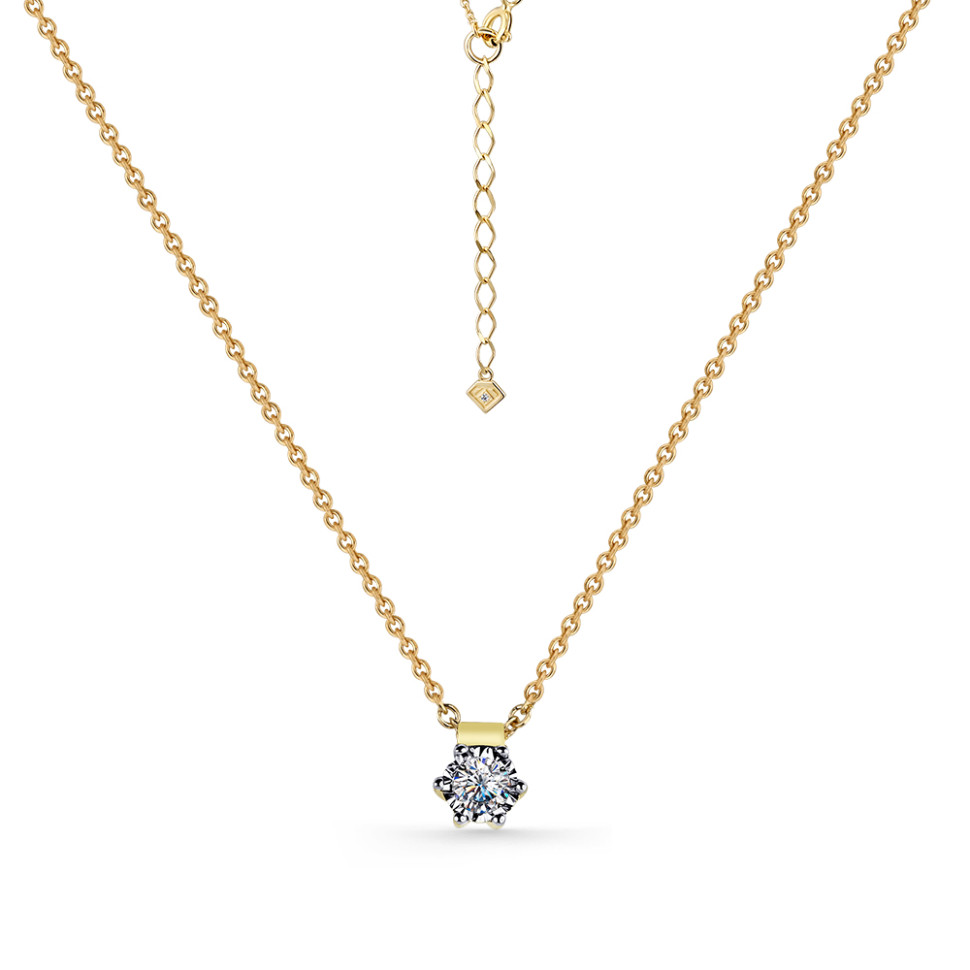 Колье из жёлтого золота с бриллиантом (062919)
