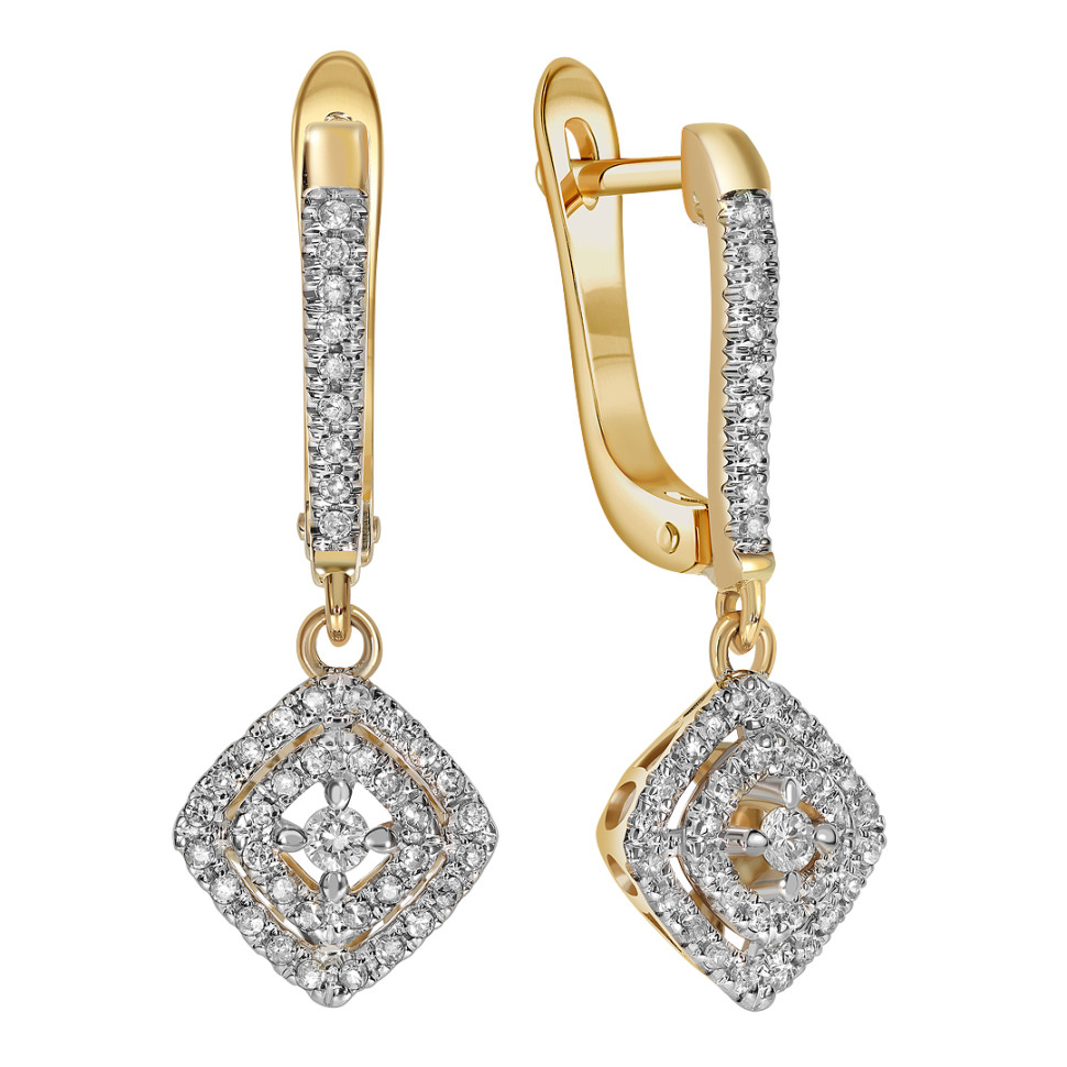 Серьги из комбинированного золота с бриллиантами (039638)