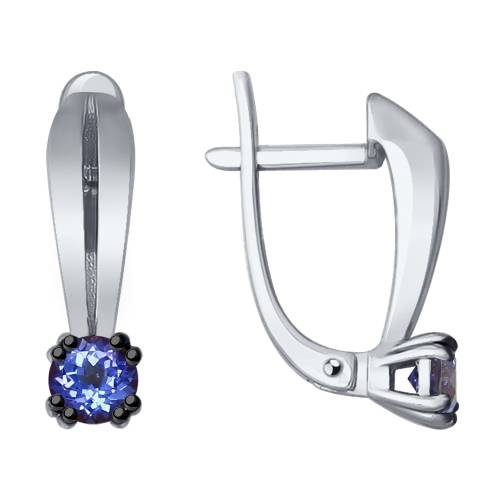 Серьги из белого золота с танзанитами (042351)