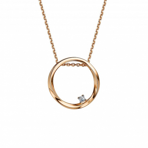 Колье из красного золота с бриллиантом (046806)