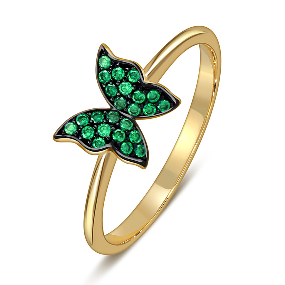 Кольцо из жёлтого золота с фианитами 