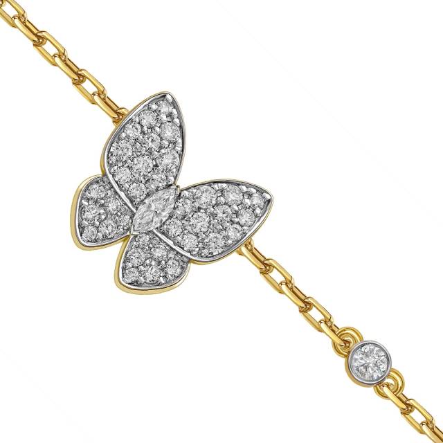 Браслет из жёлтого золота с бриллиантами "Бабочки" (059691)