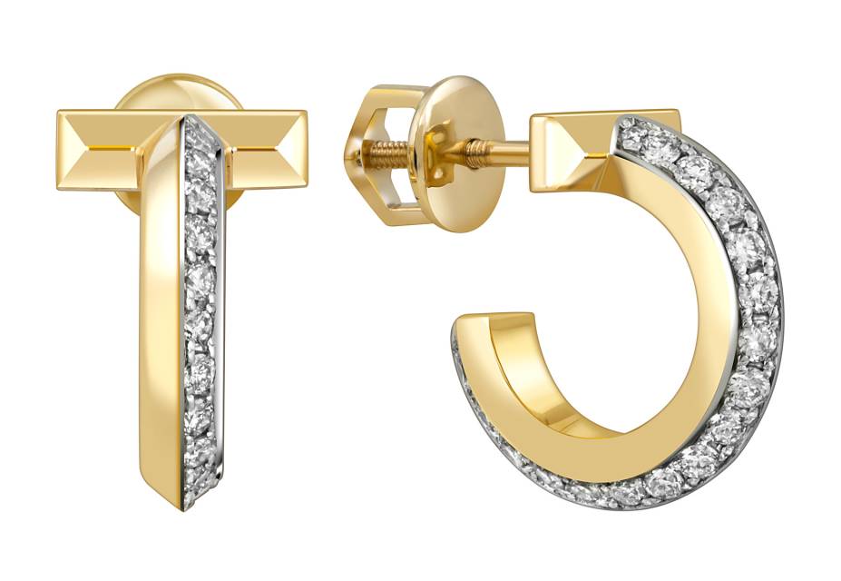 Серьги из жёлтого золота с бриллиантами (055158)