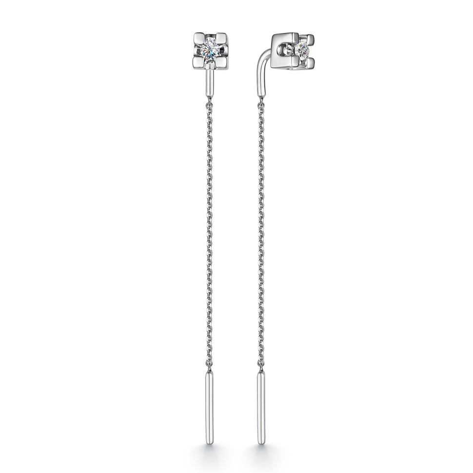 Серьги протяжки из белого золота с бриллиантами (047143)
