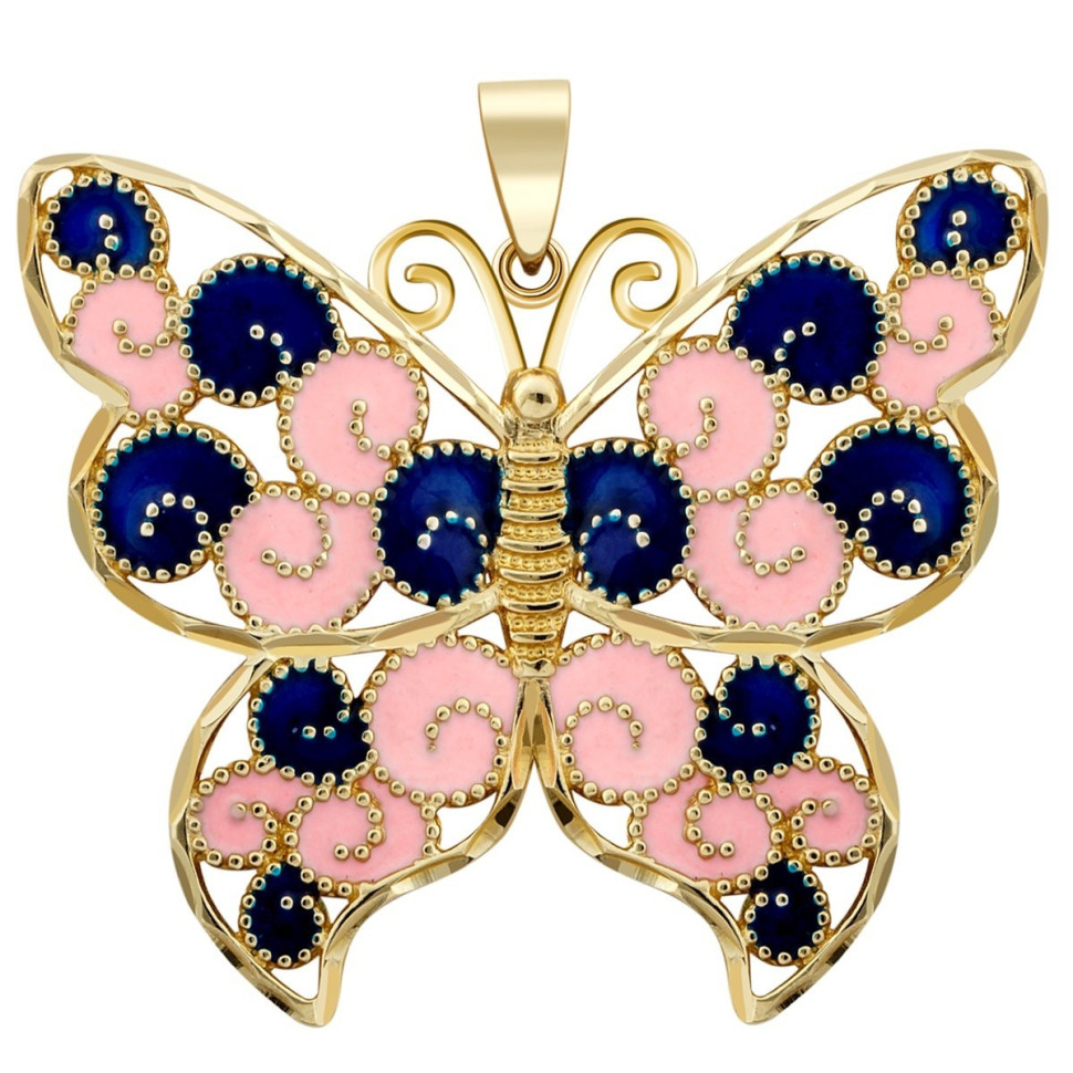 Кулон из жёлтого золота с эмалью (017792)