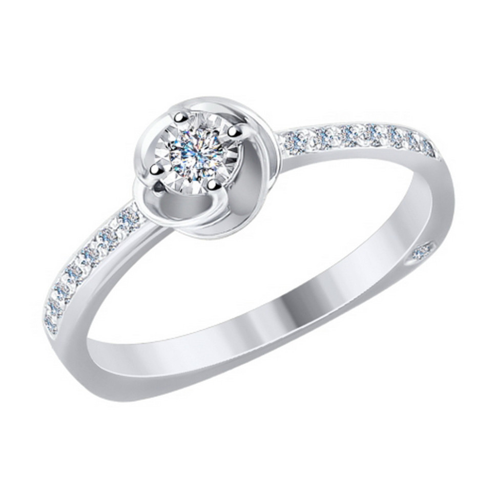 Помолвочное кольцо из белого золота с бриллиантами (040784)